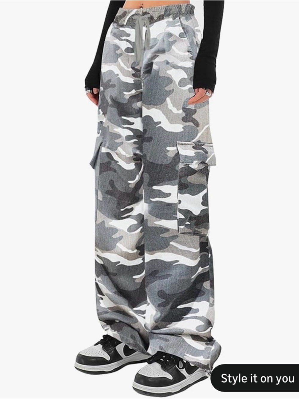 Grey White Camo Cargo Pants